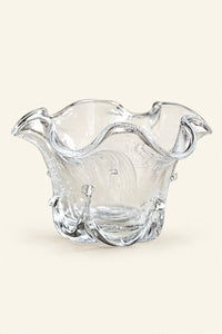 Gathered Petal Clear Seeded Glass Tea Cup