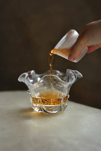 Gathered Petal Clear Seeded Glass Tea Cup