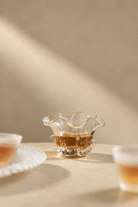 Gathered Petal Clear Seeded Glass Tea Cup