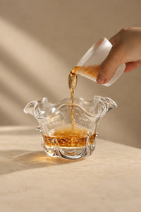 Gathered Petal Clear Seeded Glass Tea Cup