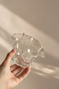 Gathered Petal Clear Seeded Glass Tea Cup