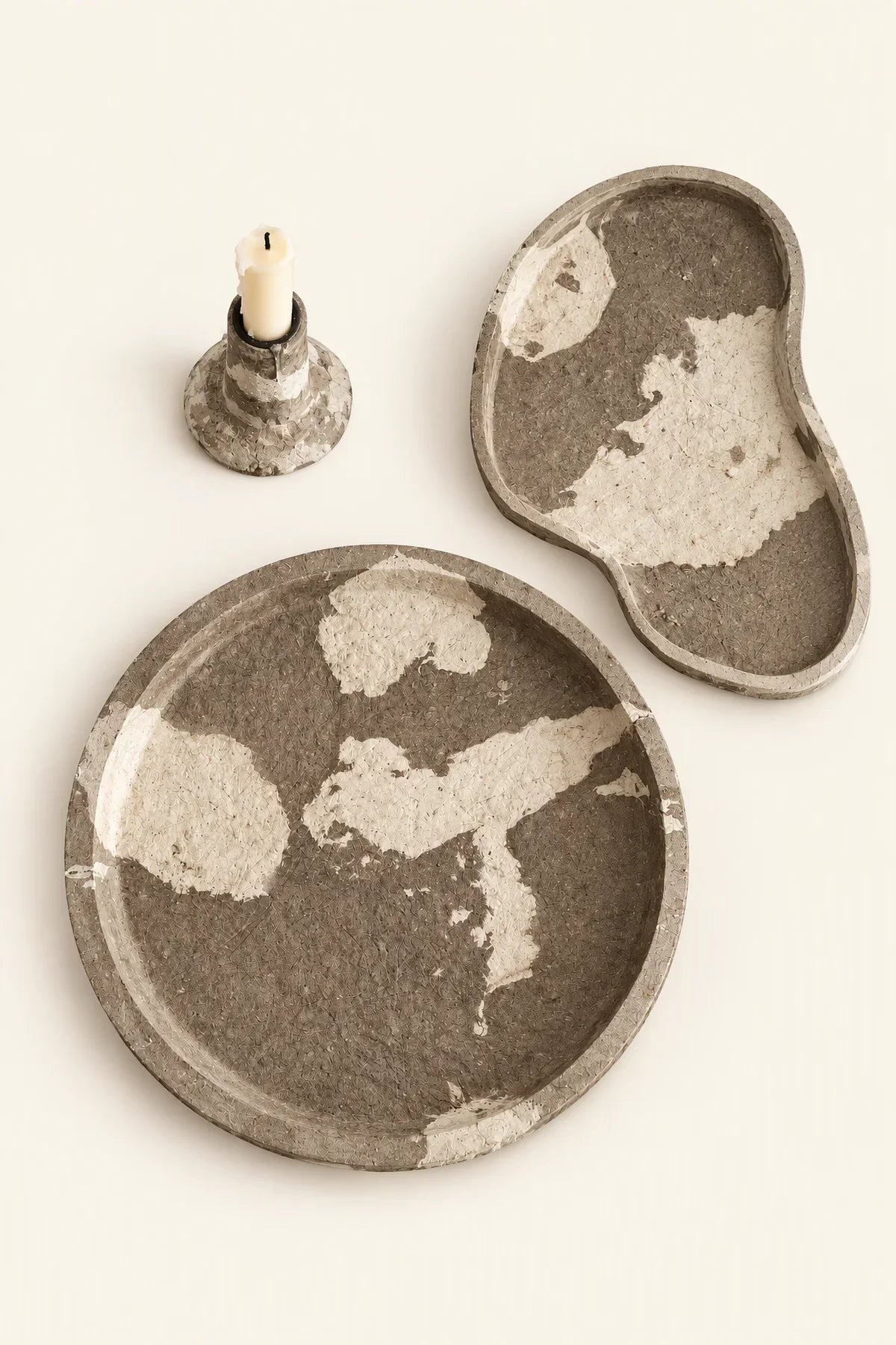 Earth Fragment Mottled Fiber-Look Serving Tray
