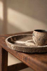 Earth Fragment Mottled Fiber-Look Serving Tray