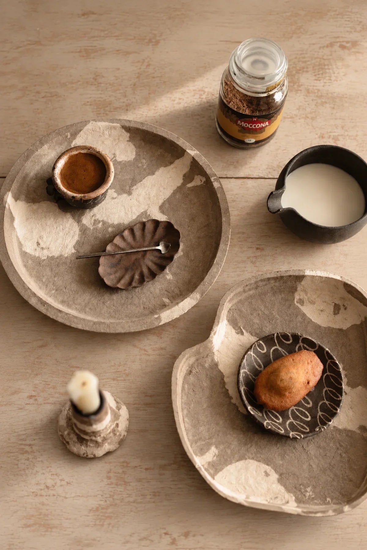 Earth Fragment Mottled Fiber-Look Serving Tray