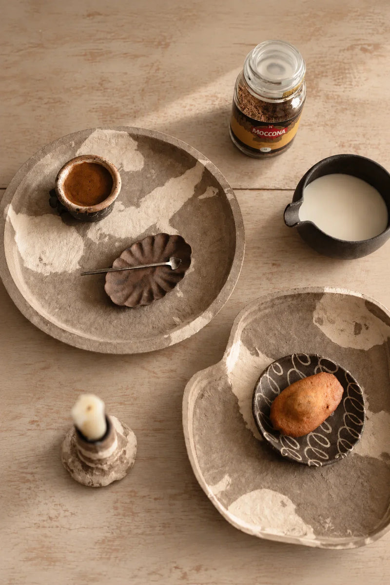 Earth Fragment Mottled Fiber-Look Serving Tray
