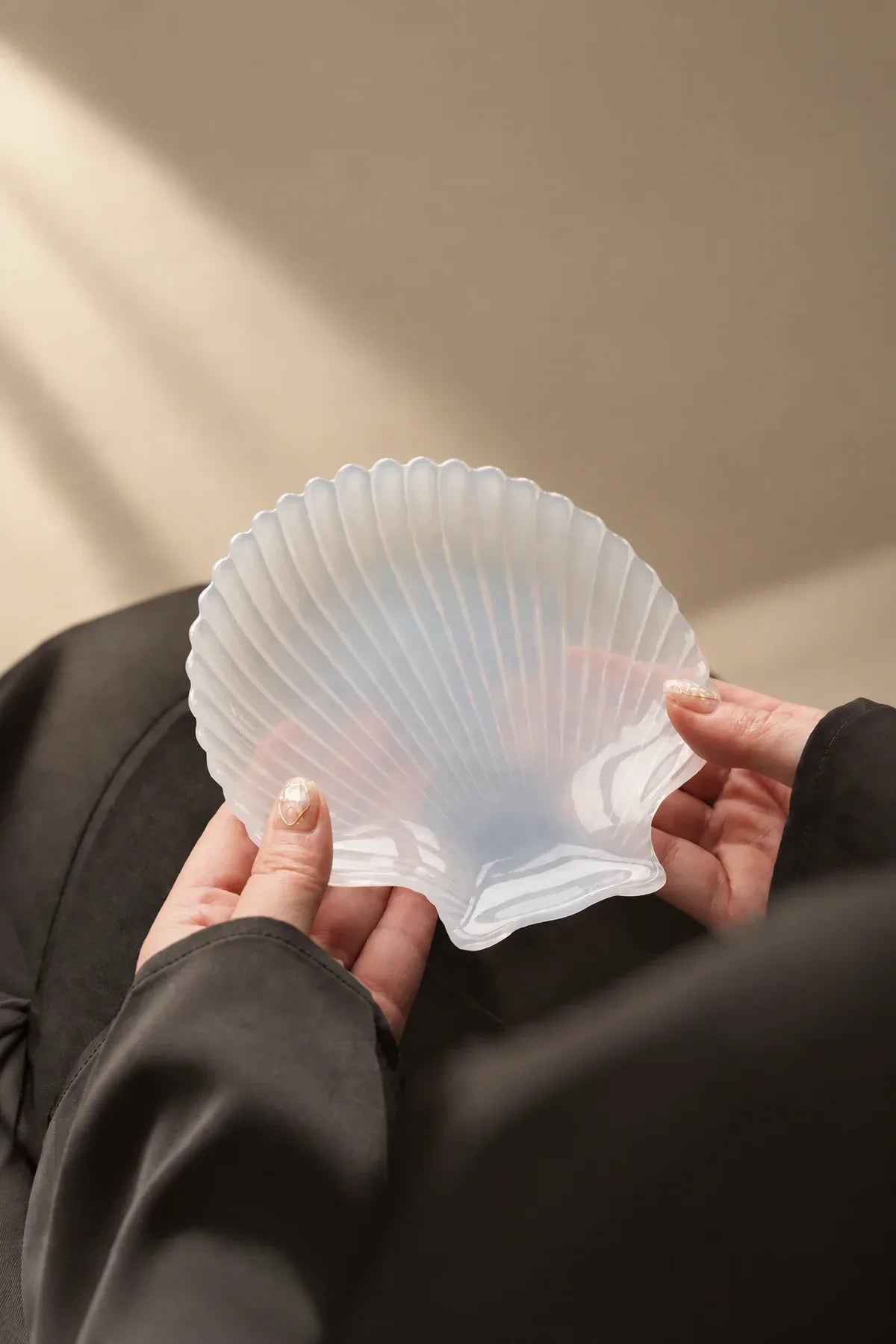 Tide Pool Opalescent White Glass Serving Dish