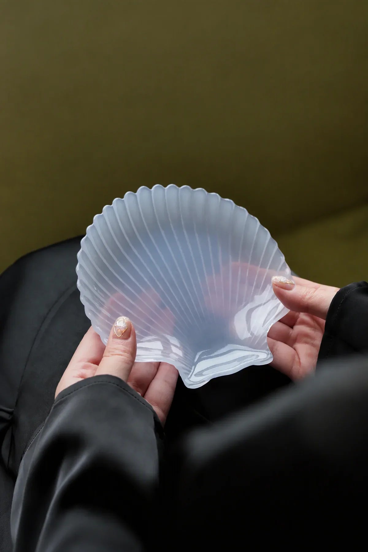 Tide Pool Opalescent White Glass Serving Dish