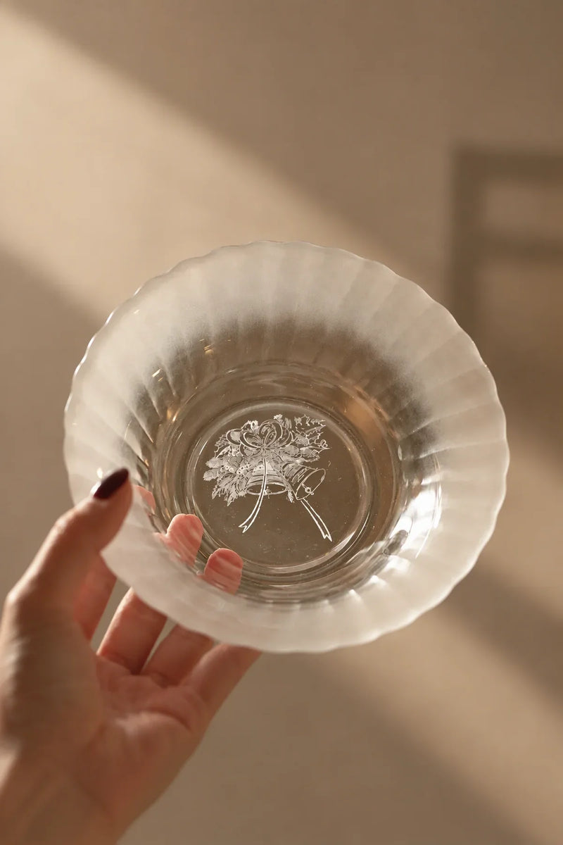 Moonlit Carol Clear Frosted Glass Dessert Set