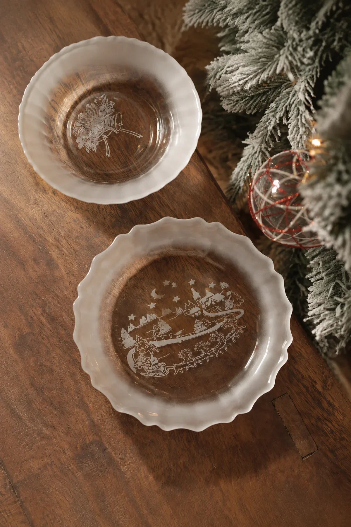 Moonlit Carol Clear Frosted Glass Dessert Set