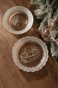 Moonlit Carol Clear Frosted Glass Dessert Set