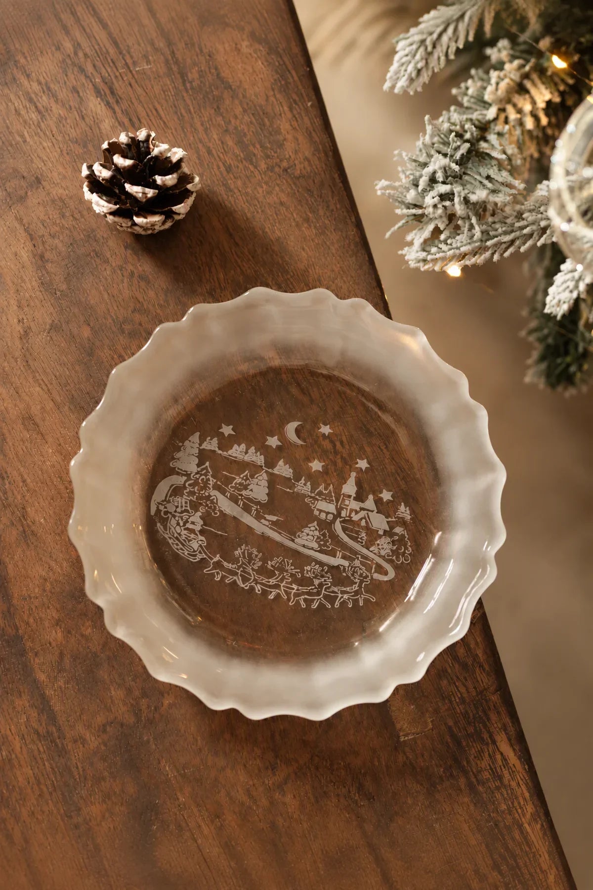 Moonlit Carol Clear Frosted Glass Dessert Set