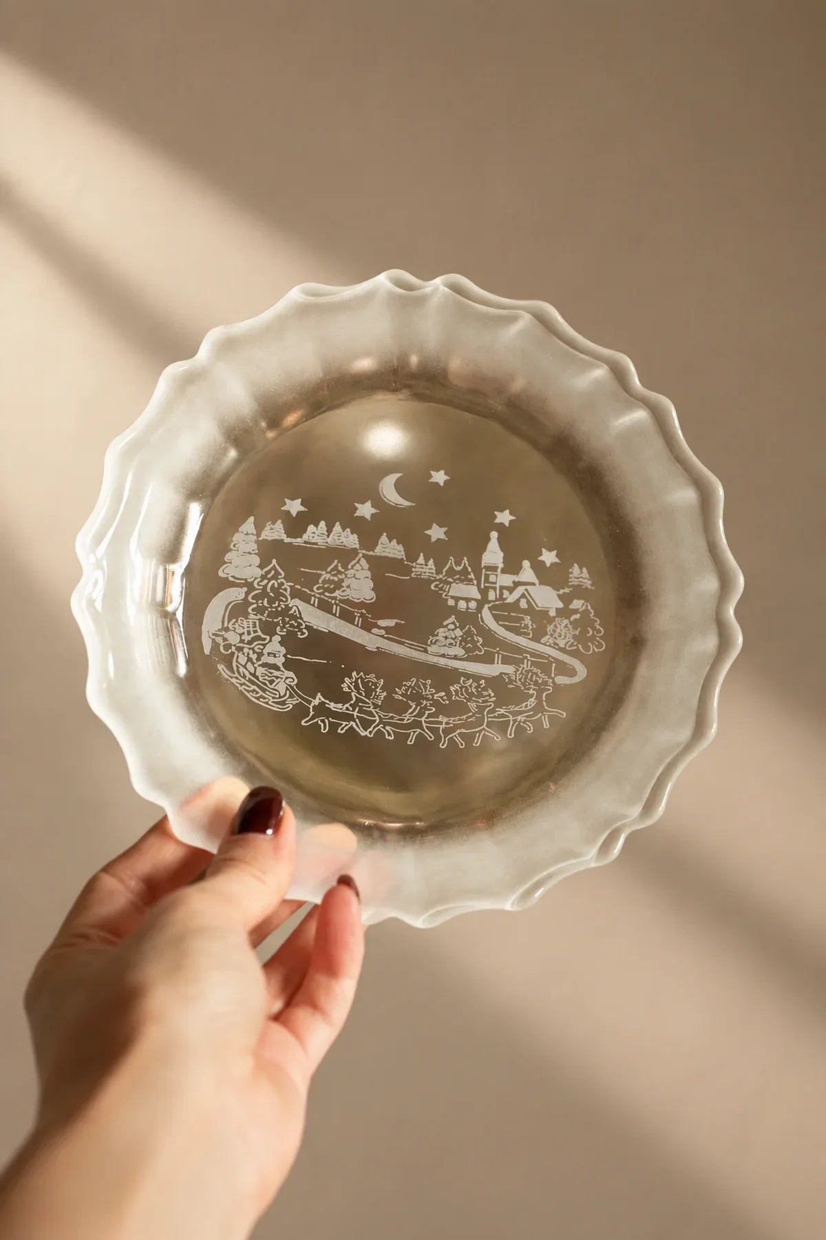 Moonlit Carol Clear Frosted Glass Dessert Set
