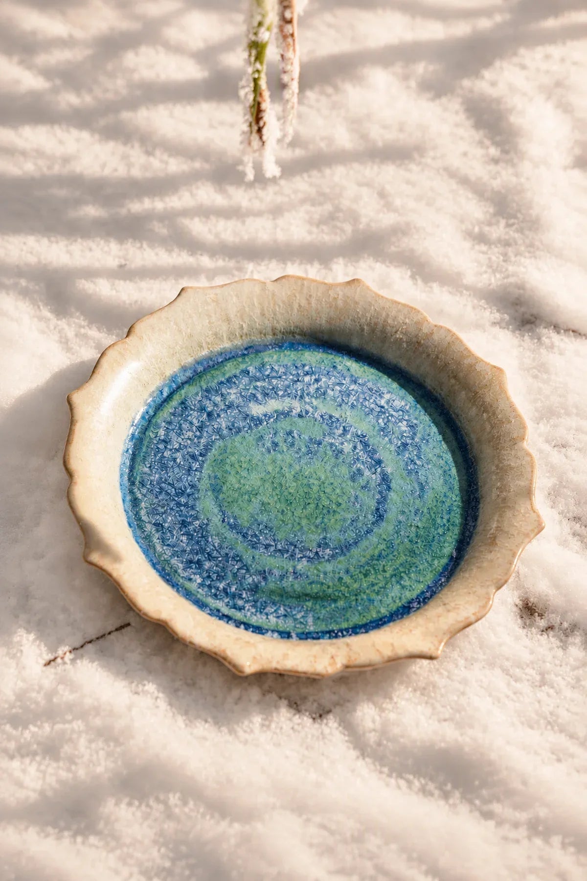 Moon Pond Blue-Green Ceramic Dessert Plate