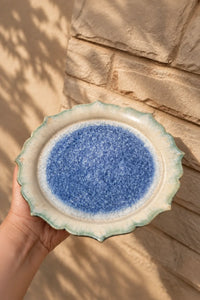 Moon Pond Blue-Green Ceramic Dessert Plate