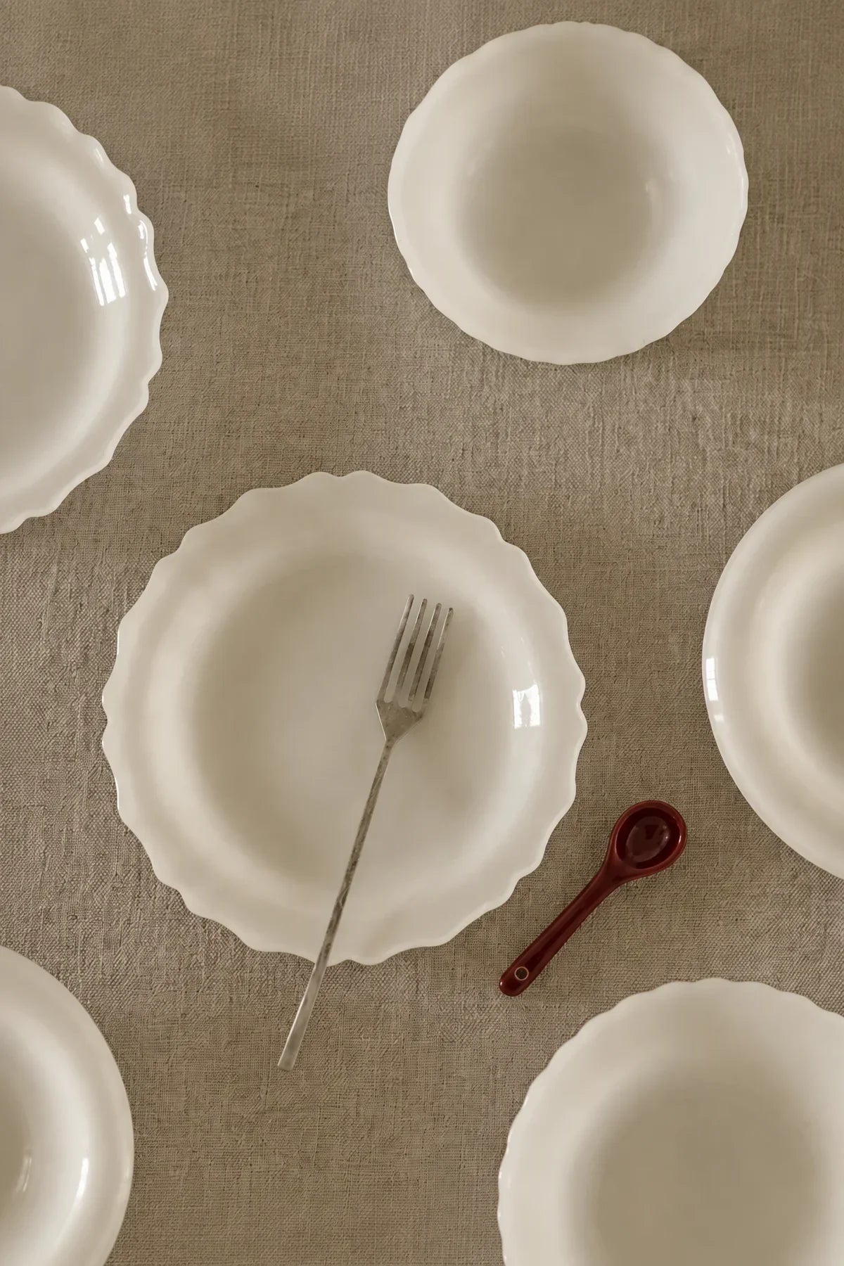 Moonlit Table Milky White Glass Dinnerware Set