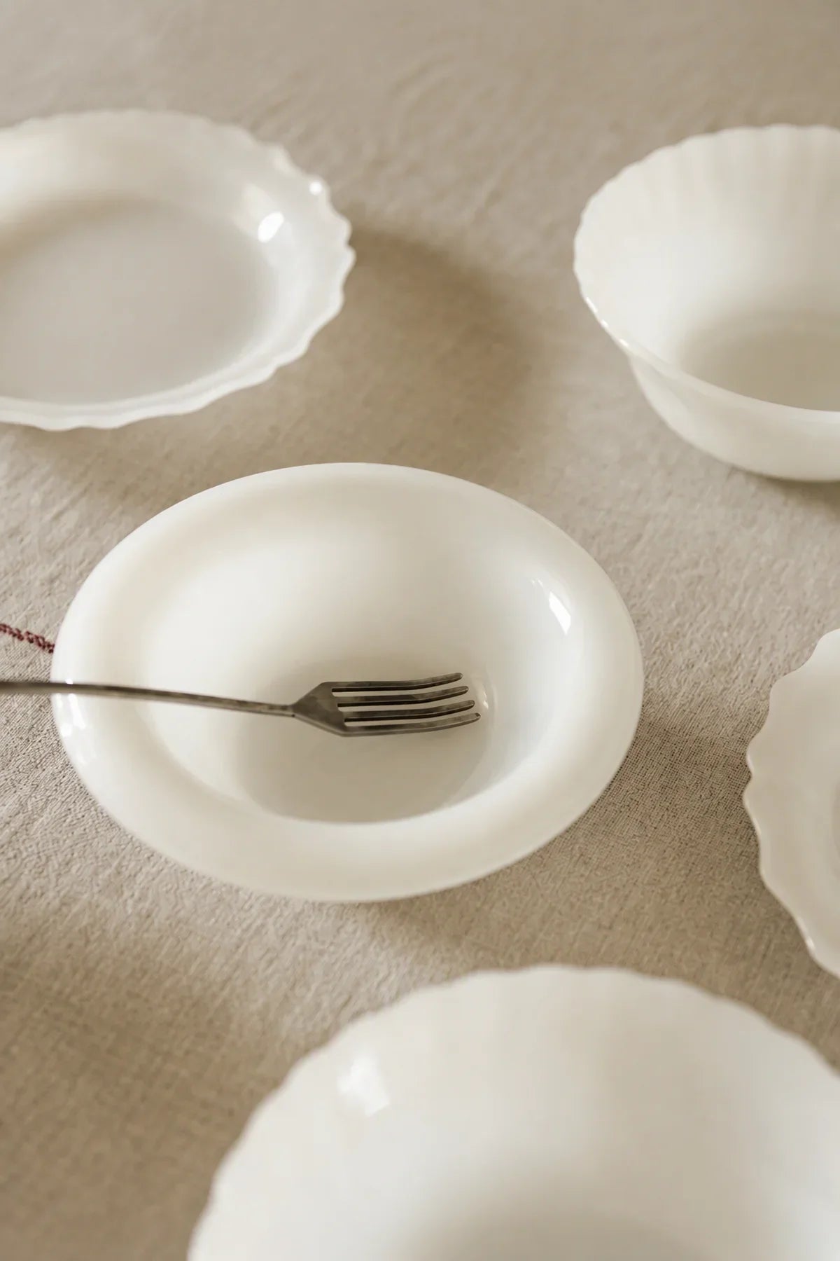 Moonlit Table Milky White Glass Dinnerware Set