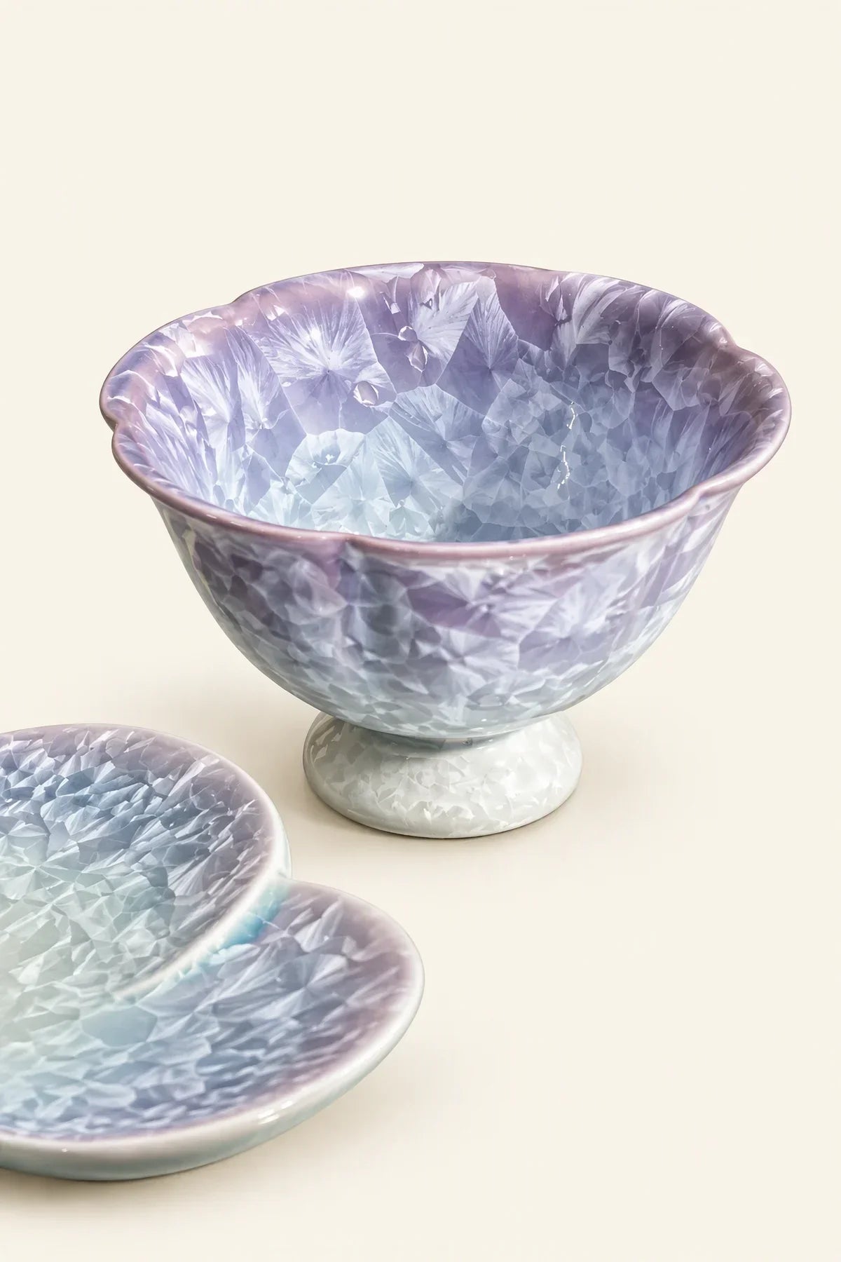 Frost Bloom Lavender-Blue Ceramic Tea Set