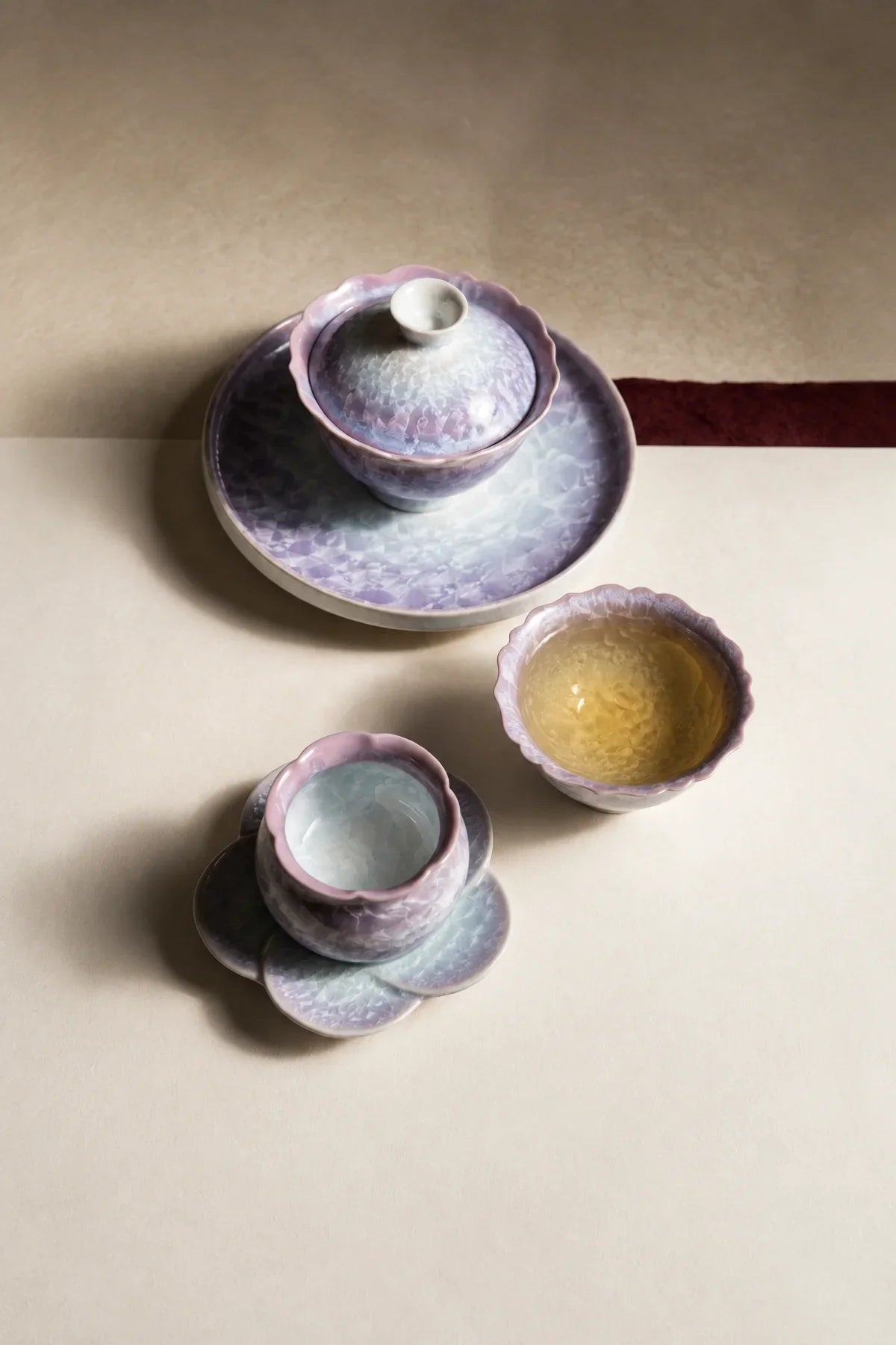 Frost Bloom Lavender-Blue Ceramic Tea Set