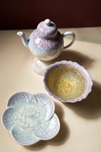 Frost Bloom Lavender-Blue Ceramic Tea Set
