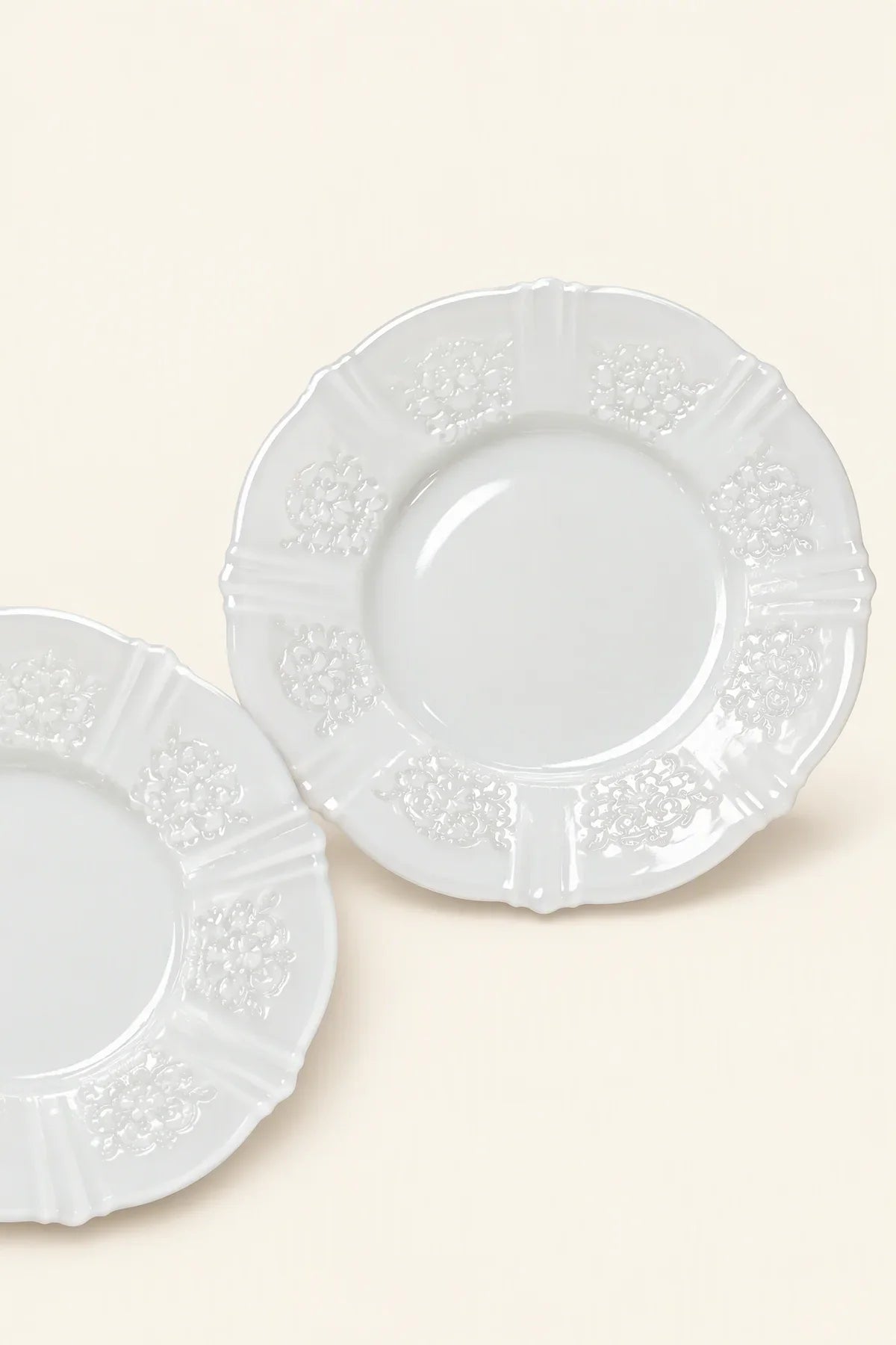 Moonlit Garden Translucent White Glass Dessert Plate