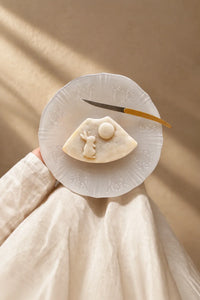 Moonlit Garden Translucent White Glass Dessert Plate