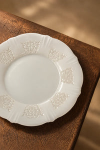 Moonlit Garden Translucent White Glass Dessert Plate