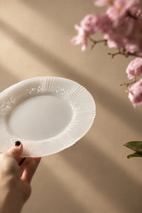 Moonlit Garden Translucent White Glass Dessert Plate