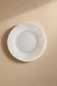 Moonlit Garden Translucent White Glass Dessert Plate