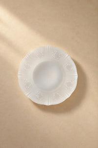 Moonlit Garden Translucent White Glass Dessert Plate