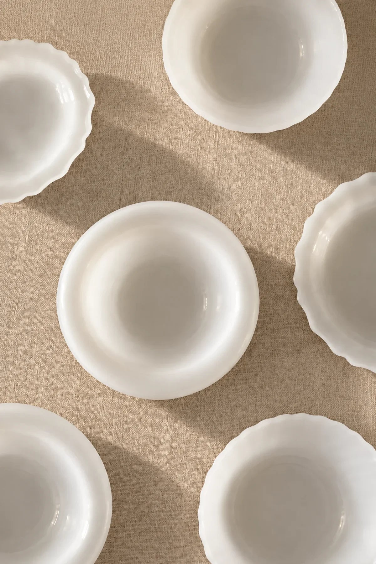 Moonlit Table Milky White Glass Dinnerware Set