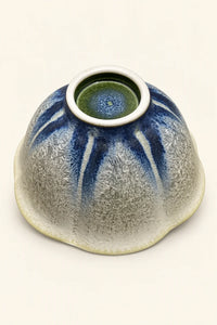 Frost Bloom Blue-Cream Ceramic Serving Bowl