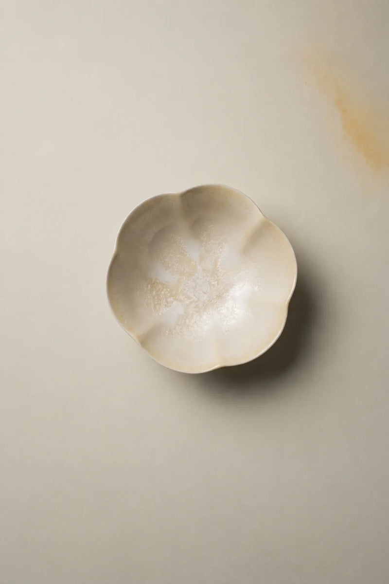 Frost Bloom Blue-Cream Ceramic Serving Bowl