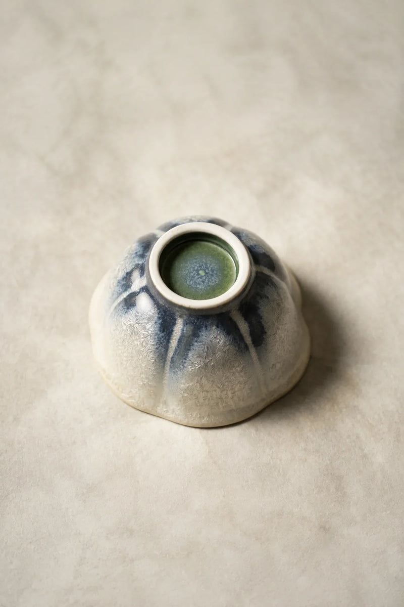 Frost Bloom Blue-Cream Ceramic Serving Bowl