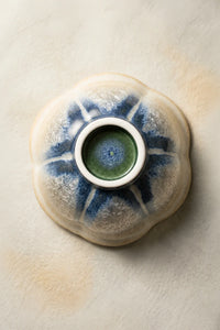 Frost Bloom Blue-Cream Ceramic Serving Bowl