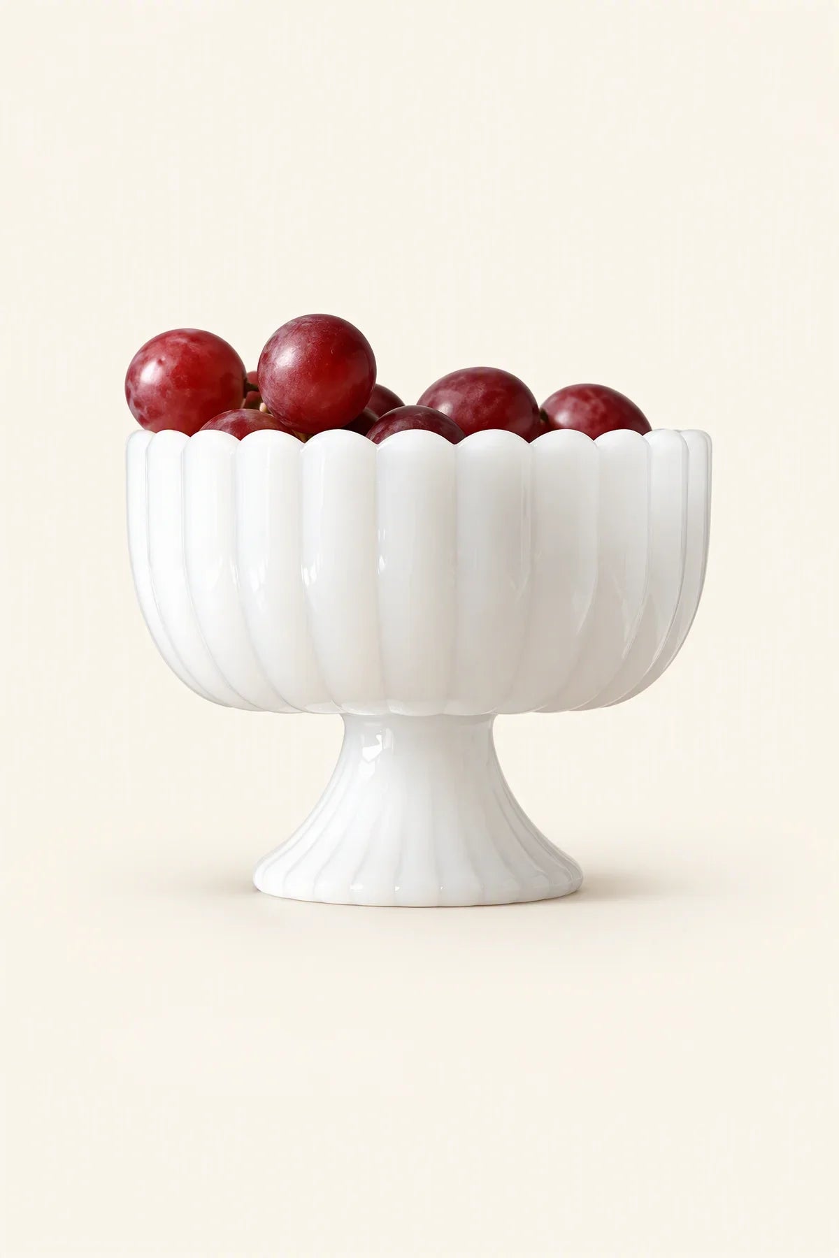 Parlor Bloom White Glass Footed Serving Bowl