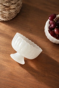 Parlor Bloom White Glass Footed Serving Bowl