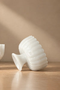 Parlor Bloom White Glass Footed Serving Bowl