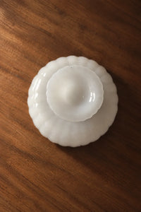 Parlor Bloom White Glass Footed Serving Bowl