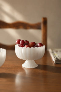 Parlor Bloom White Glass Footed Serving Bowl