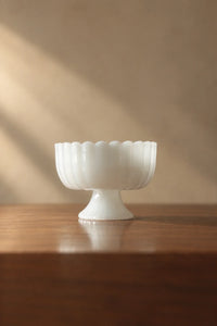 Parlor Bloom White Glass Footed Serving Bowl