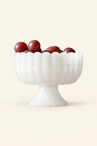 Parlor Bloom White Glass Footed Serving Bowl