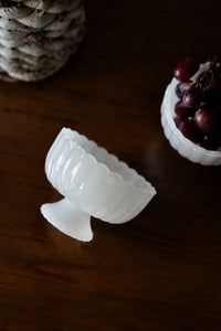 Parlor Bloom White Glass Footed Serving Bowl