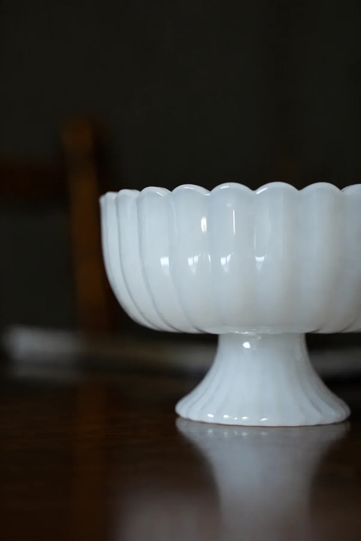 Parlor Bloom White Glass Footed Serving Bowl