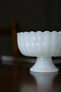 Parlor Bloom White Glass Footed Serving Bowl