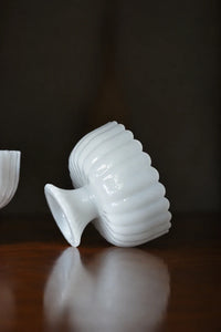 Parlor Bloom White Glass Footed Serving Bowl
