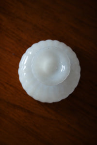 Parlor Bloom White Glass Footed Serving Bowl