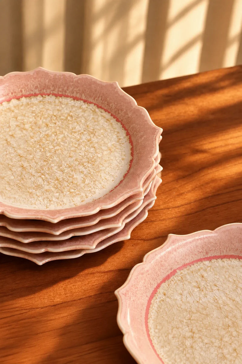 Petal Frost Blush Ceramic Dessert Plate