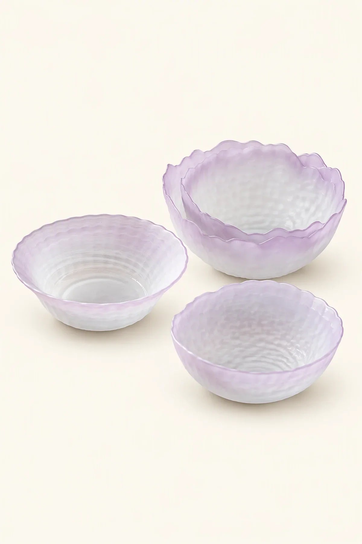 Petal Tide Blush Frosted Glass Dessert Bowl