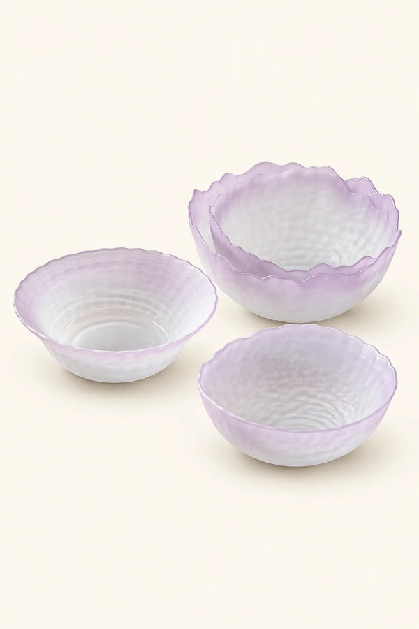 Petal Tide Blush Frosted Glass Dessert Bowl