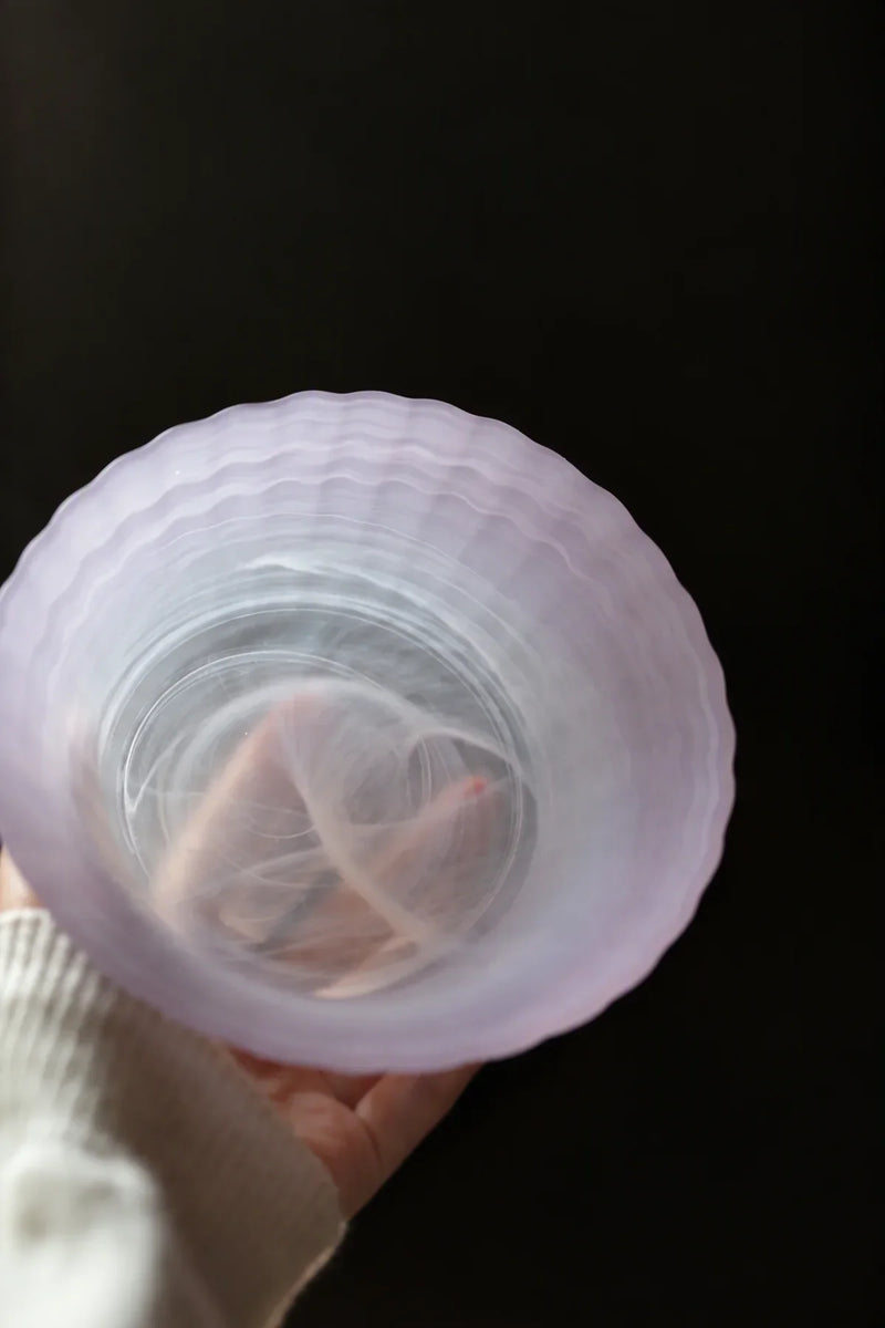 Petal Tide Blush Frosted Glass Dessert Bowl